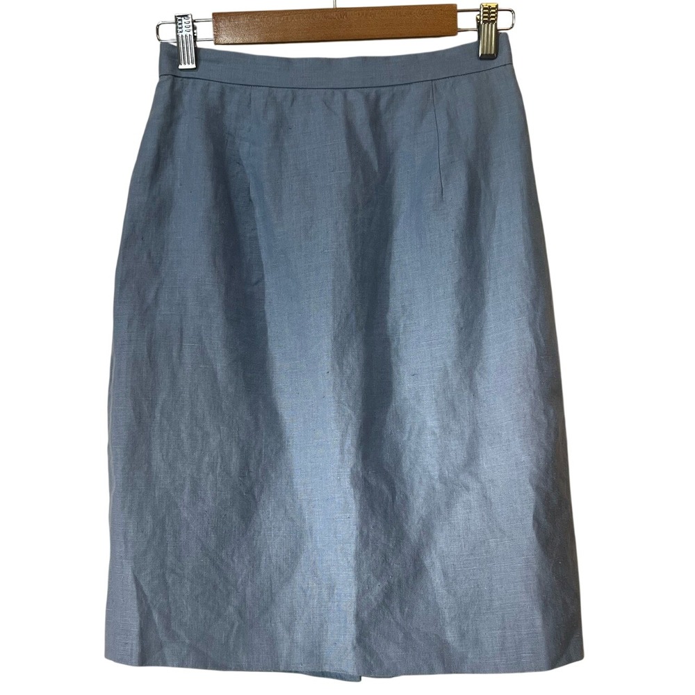 Vintage Periwinkle Blue Women's 100% Linen‎ Pencil Skirt-SIZE 6